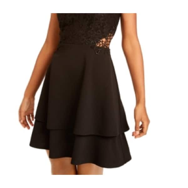 City Studios Women's Sleeveless Illusion Neckline Short Fit Flare Cocktail  Dress Black Size 11 - Bed Bath & Beyond - 40578005