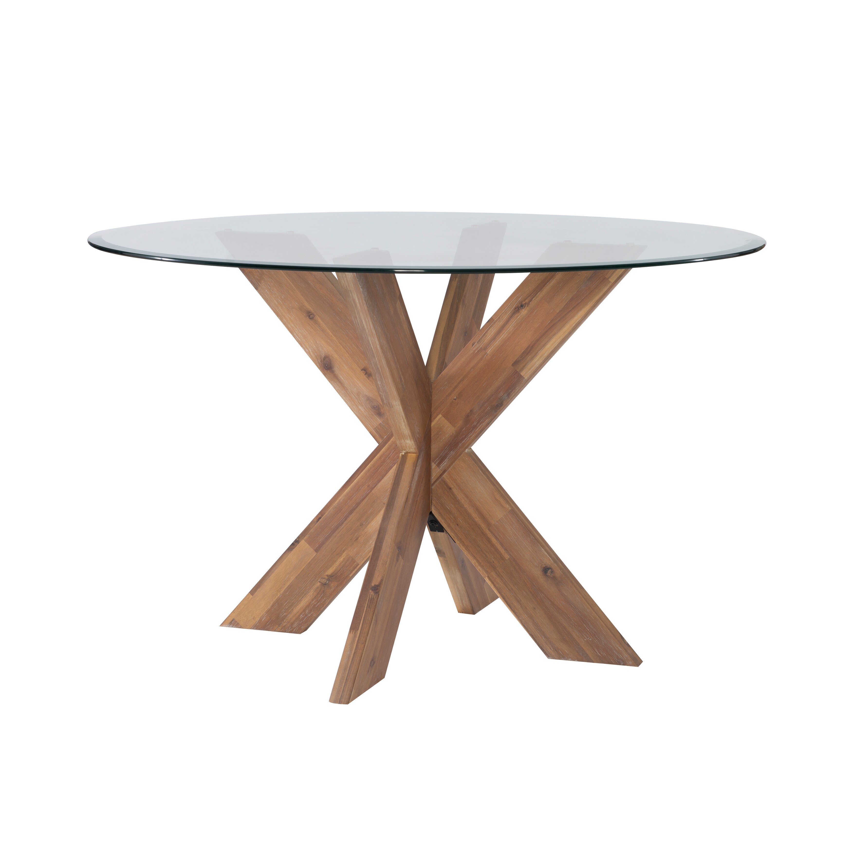 Linon Allard X-base Round Glass Dining Table (Table Only) - On