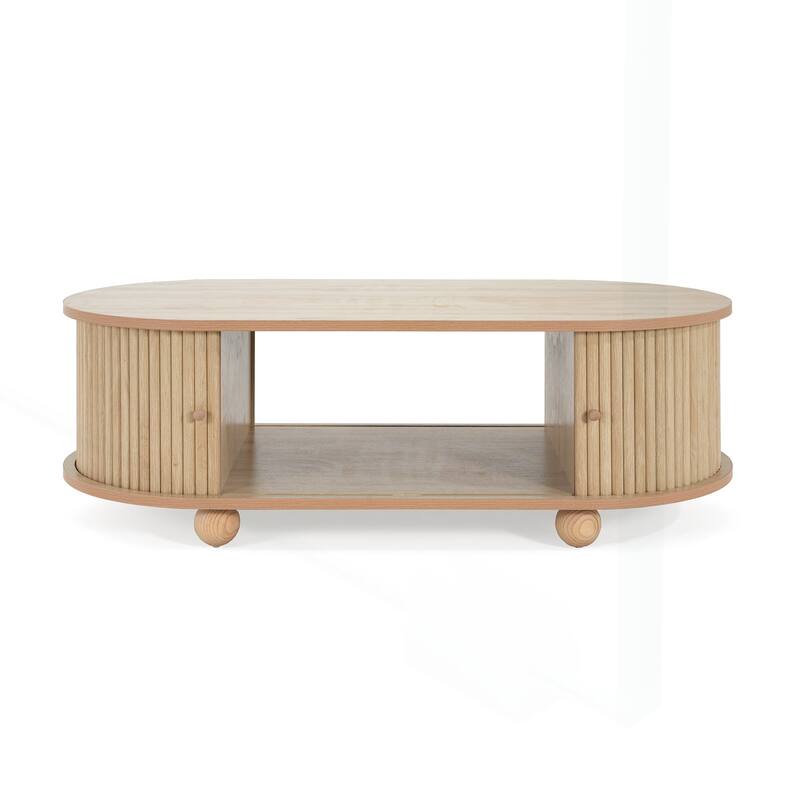 Exquisite Oval Storage Side Table with Retro Appeal