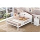 preview thumbnail 6 of 26, Full Size Wood Kids Platform Bed with House-Shaped Headboard, Built-in LED Light, Guardrails Storage for Bedroom, White