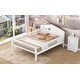 preview thumbnail 18 of 22, Full Size Wood Platform Kids Bed with House-Shaped Headboard, LED Light & Built-in Storage, Finish with Guardrails, Natural