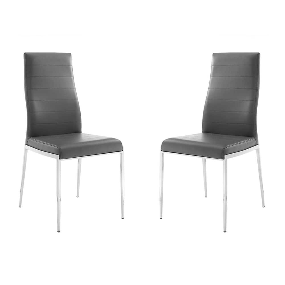 Casabianca Home Firenze Set of 2 Dining Chair in Gray PU Leather