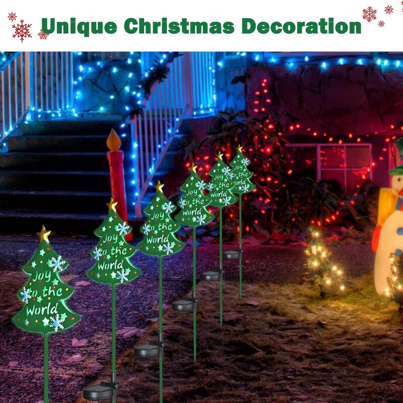 Solar Christmas Tree Stake Lights Solar Pathway Light for Garden Yard Lawn 2Pcs Onesize Bed