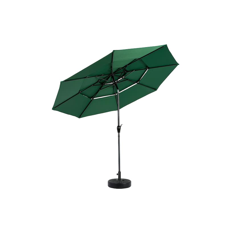 9ft 3 Tier Auto-tilt Umbrella ,Outdoor Patio Umbrella - Market Table Pool Deck Umbrella (Base Not Included)