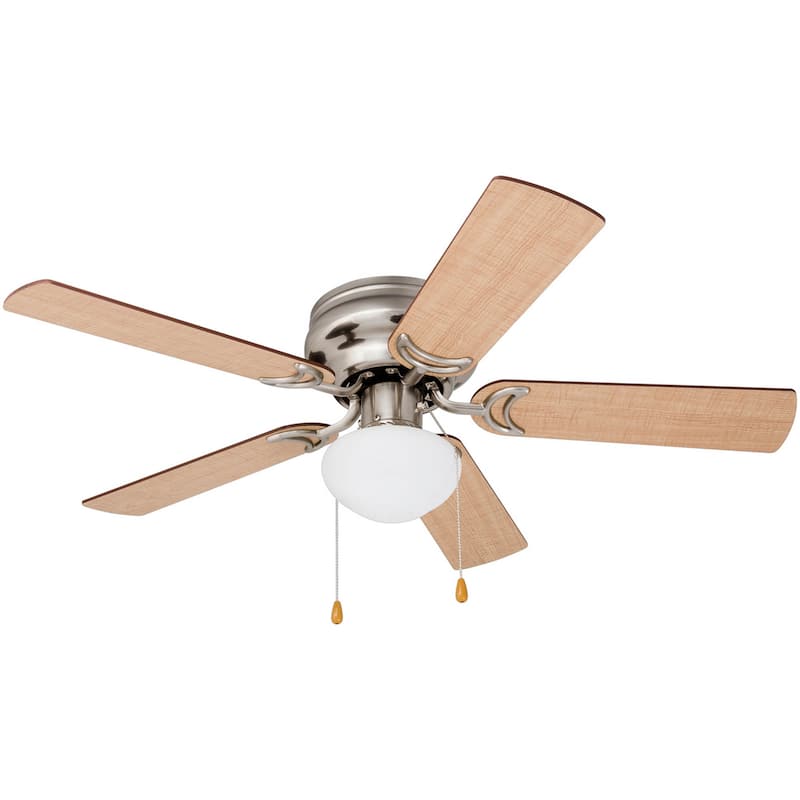 44" Prominence Home Alvina Satin Nickel Traditional Indoor LED Ceiling Fan with Light, Pull Chain
