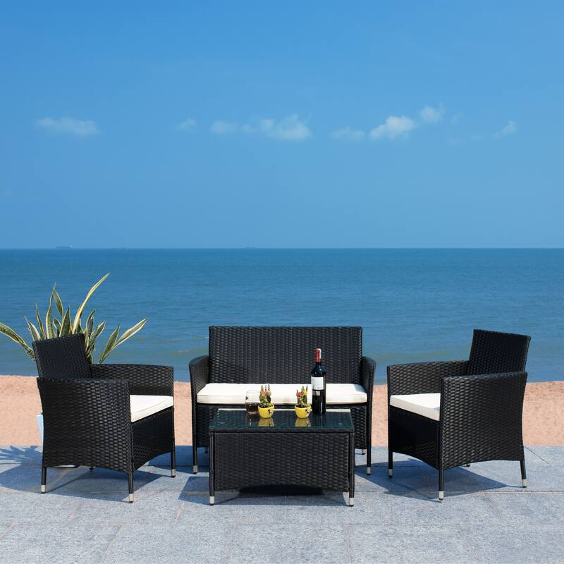 SAFAVIEH Outdoor Tamya 4-Piece Patio Conversation Set - 41W x 31D x 23H