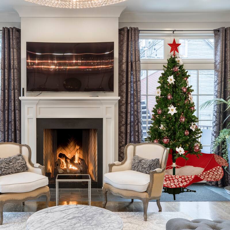 6' Green Red Musical Snowing Artificial Christmas Tree White LED - 6 Foot