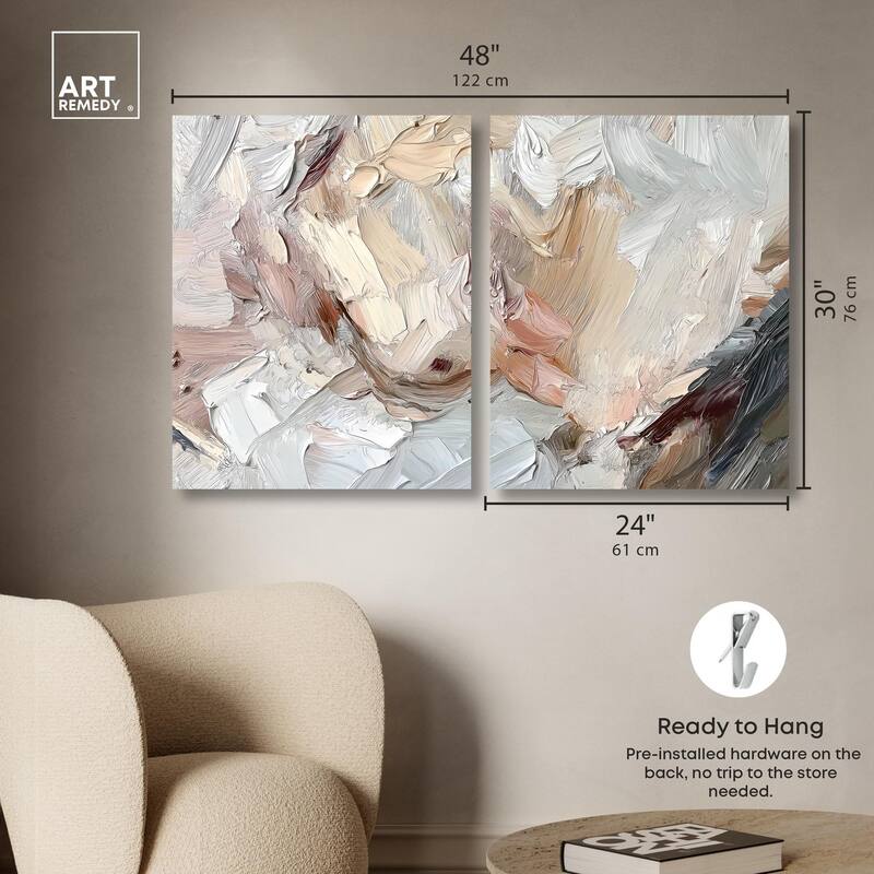 Running Horse Neutral I Canvas Set of 2 by Art Remedy, Gallery Wrapped