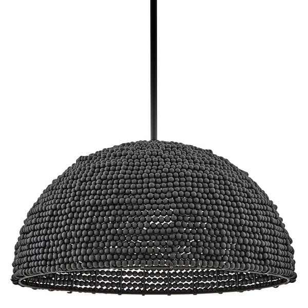 slide 2 of 11, Hinkley Lighting 38464 Dalia 20" Wide Wood Pendant with Beaded Shade Black