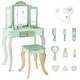 preview thumbnail 11 of 17, Kids Vanity Set with Tri-folding Mirror - 23.5" x 13" x 38.5" Green