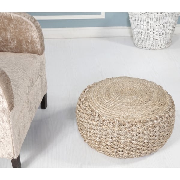 LR Home Basket Weave Hemp Natural Jute Pouf Ottoman - Bed Bath & Beyond -  20600560