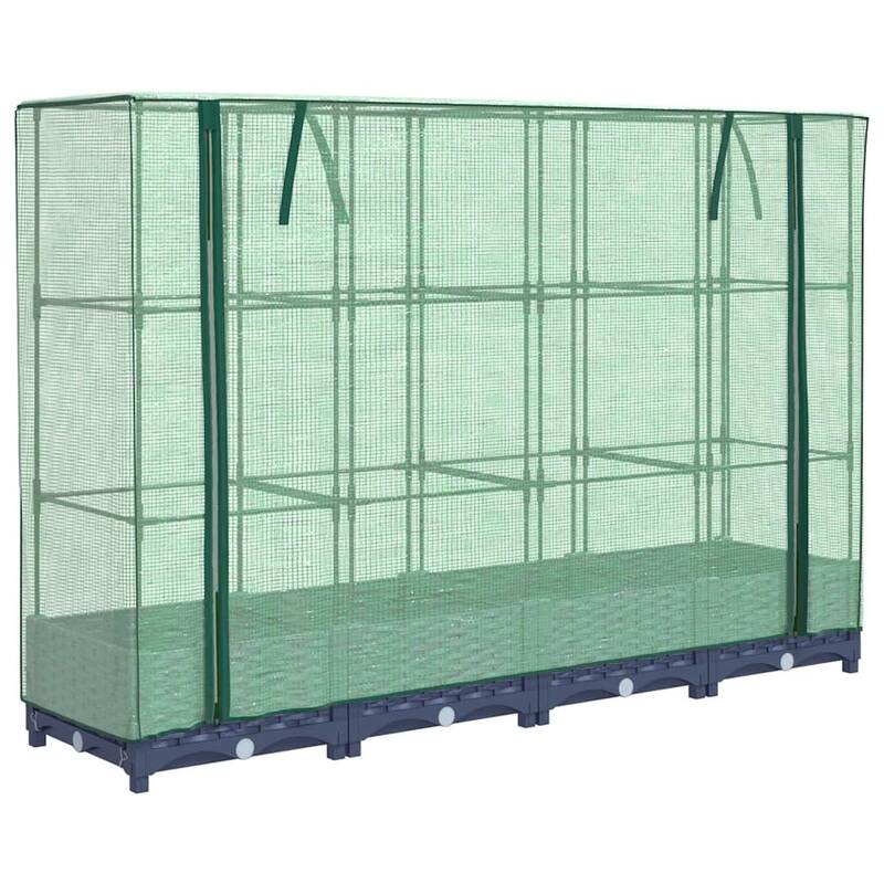 vidaXL Raised Bed Blue grey Polypropylene 63.0 in x 15.7 in x 48.4 in - 15.7 x 63.0 x 48.4