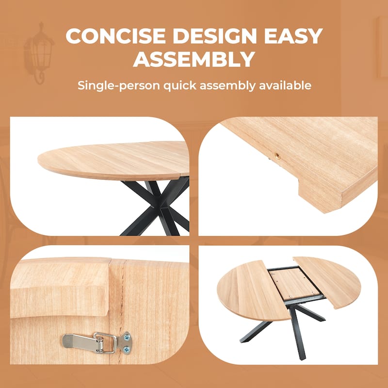 GDFStudio - Mapleton Modern Contemporary Space Saving 62.99" Metal Frame Extendable Dining Table with Telescoping Top - 62.99"L