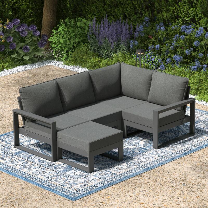 Endless Patio 5-Piece Deep Seating Set with Ottoman with Gray Frame