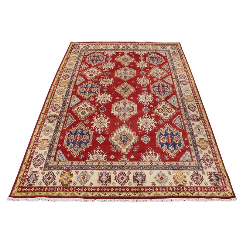 Bohemian Kazak Roselyn Red/Beige Wool Rug - 9'0'' x 12'1''