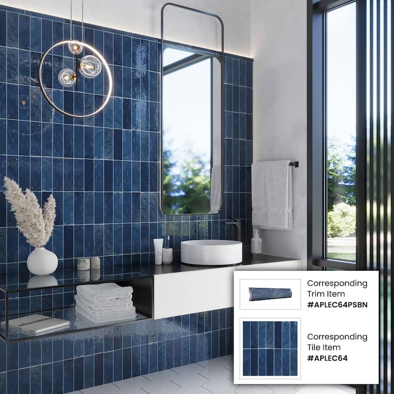 Apollo tile 2.5" x 8" Chateau Glossy Dark Blue Ceramic Tile (5.38 sq ft/case) - 38 Pack