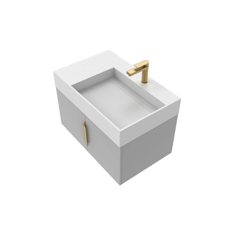 Amazon 30" Wall Mounted Bathroom Right Basin Vanity Set w/ White Top