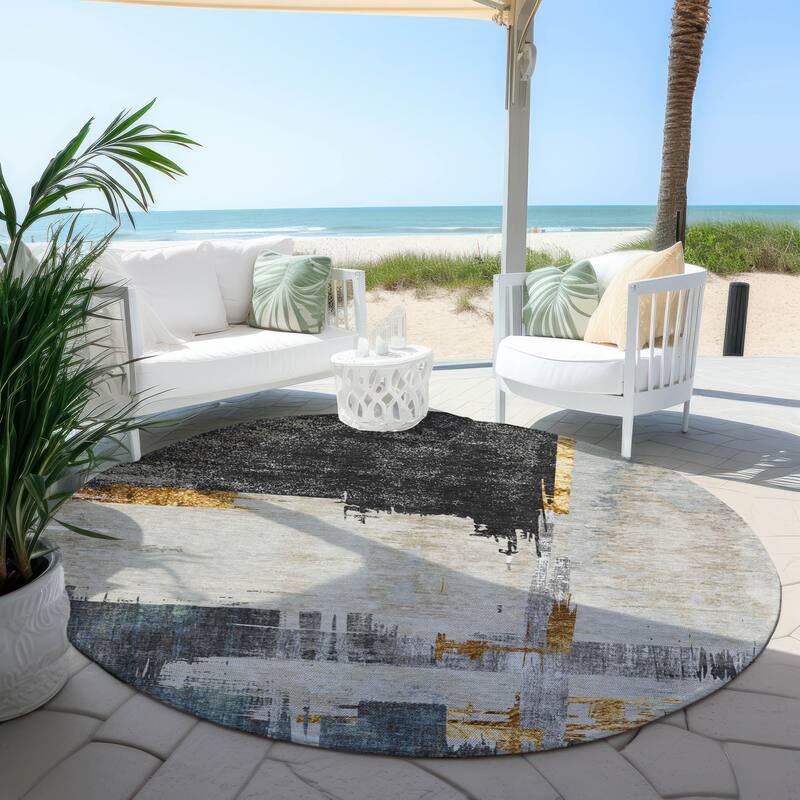 Machine Washable Indoor/ Outdoor Chantille Abstract Modern Rug