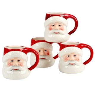 Certified International Santa's Secret 3-D Mugs, Set of 4