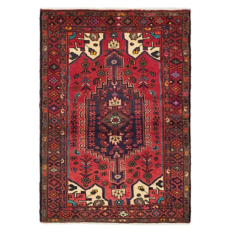 ECARPETGALLERY Hand-knotted Andelz Red Wool Rug - 3'2 x 4'7