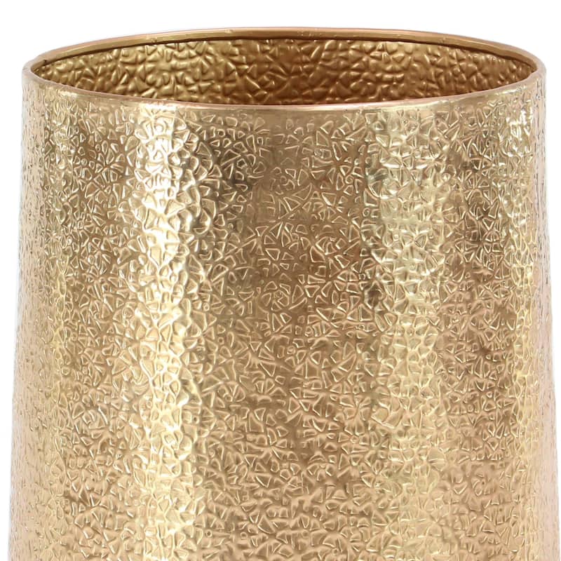 Aluminum Metal Indoor Outdoor Planter with Hammered Design - Set of 3 Silver or Gold - Roche River Decor