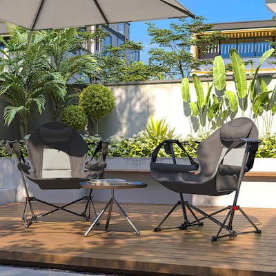 Grey 400D Oxford Fabric Metal Foldable Hammock Chair Set of 2 with Accessories - 34.6" W x 36.2" D x 40.9" H