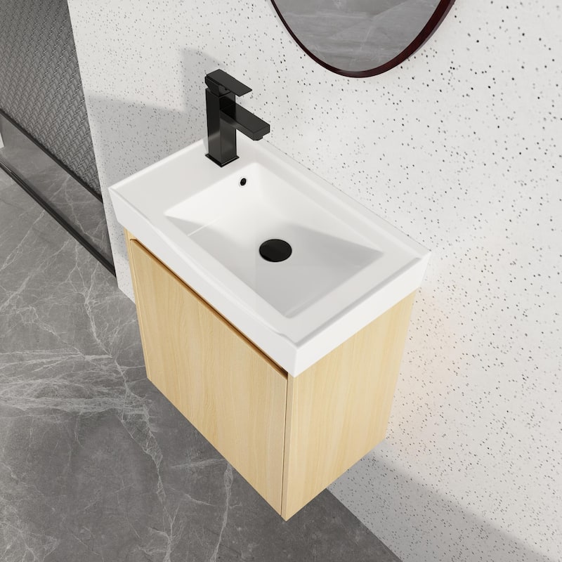 Bathroom Vanity With Sink In 16/20/24/30/36 Inch, Floating Bathroom Vanity With Soft Close Door
