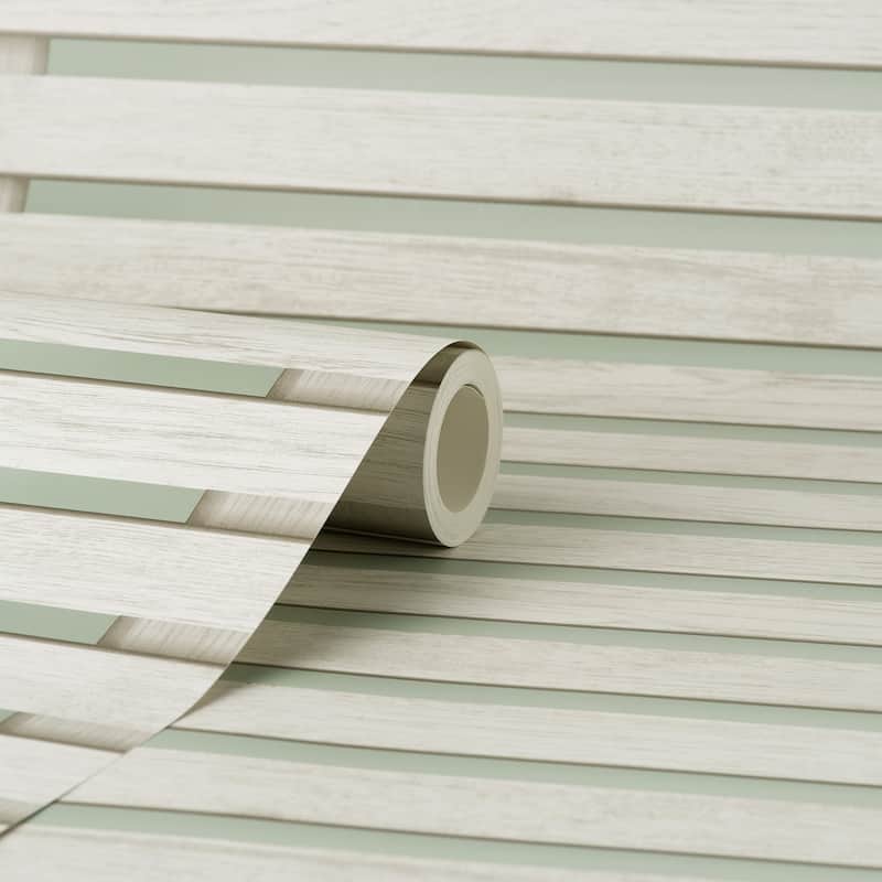 Fine Decor Marlow Sage Wood Slats Wallpaper