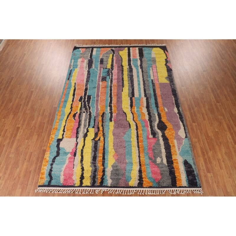 Multicolor Moroccan Oriental Area Rug Handmade Wool Carpet - 8'10" x 13'0"