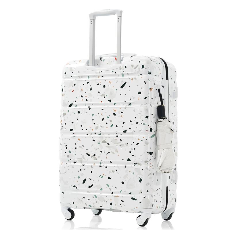 3-Piece, 20-Inch Modern Hard Shell Luggage with USB Port and Spinner Wheels, for Boarding Travel, White