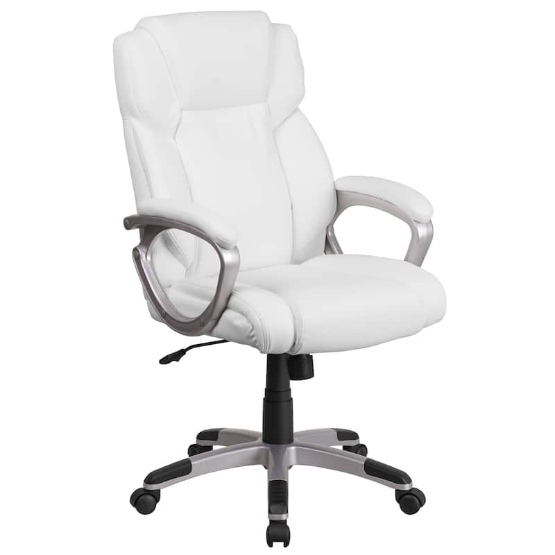 Mid-Back LeatherSoft Executive Swivel Office Chair with Padded Arms