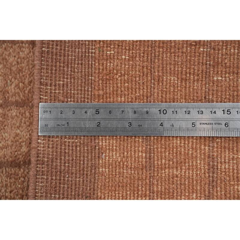 Hand Knotted Oriental 100% Wool Carpet Modern Stripe Brown Nepalese Runner Rug - 12' 3'' X 3' 0''