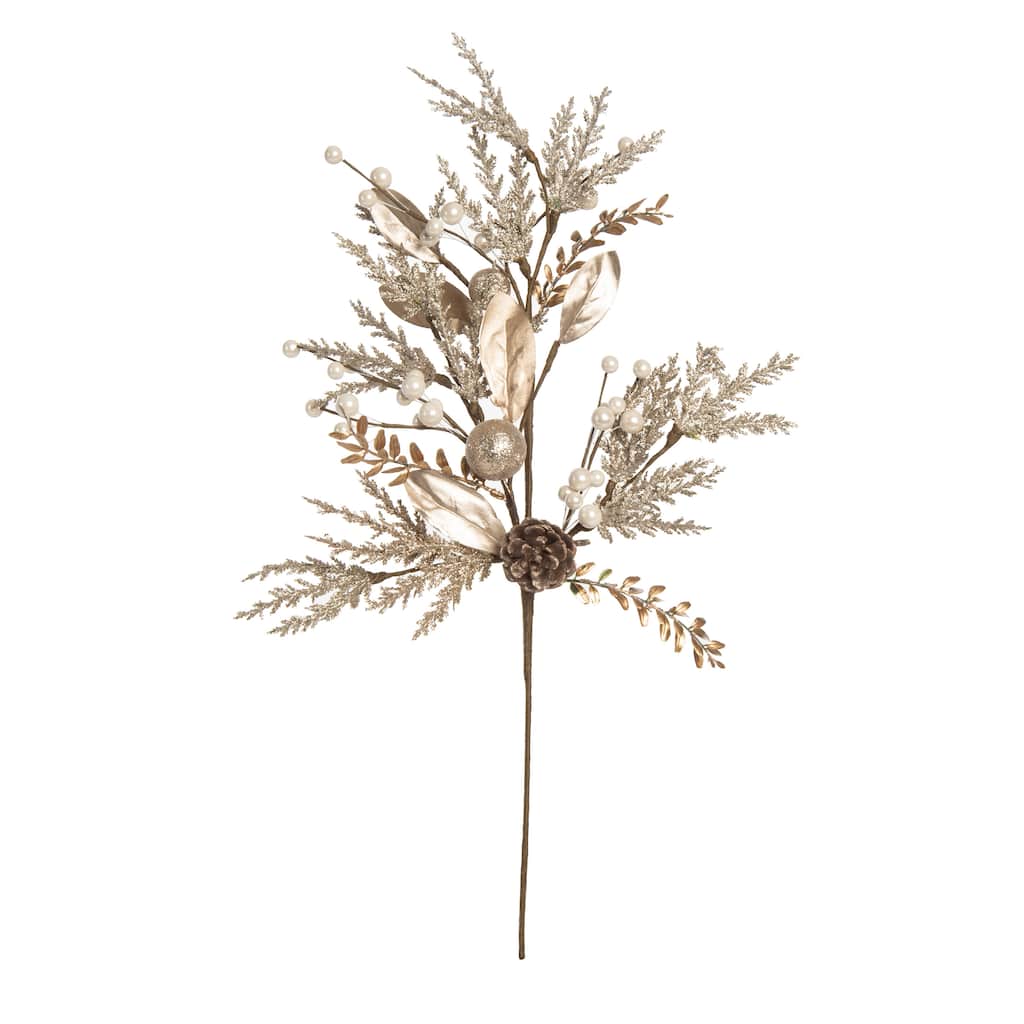 Transpac Artificial 22 in. Gold Harvest Gilded Floral Spray