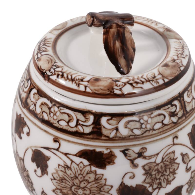 Modern Chinoiserie Ceramic Candle with Lid - Peony Scented Candle