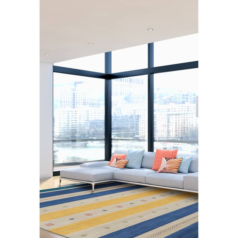 ECARPETGALLERY Hand Loomed Kashkuli Gabbeh Light Grey Wool Rug - 6'9 x 9'8