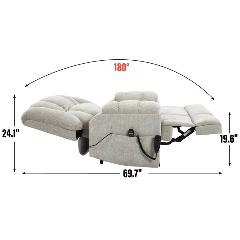 Roomfitters Dual Motor Power Lift Recliner Chair with Heat and Massage Infinite Position Heavy Duty Sofa for Seniors