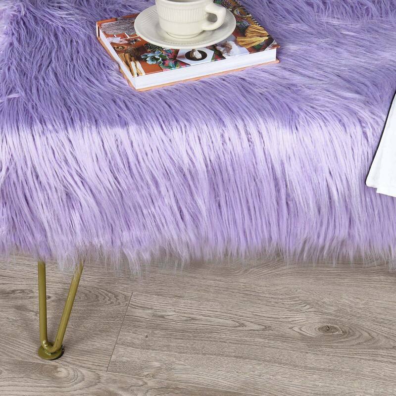 Home Soft Things Mongolian Ottoman Bench with Gold Metal Legs