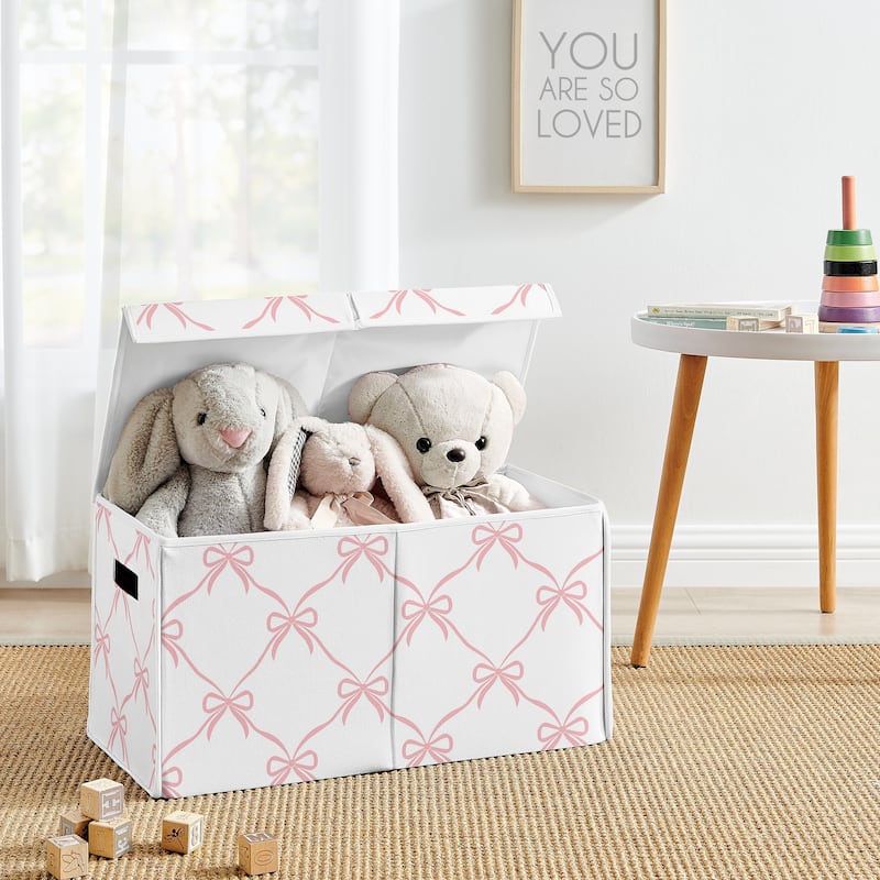 Sweet Jojo Designs Pink Bows Girl Kids Fabric Toy Bin Storage - Elegant Bow for the Ballerina Ballet Dancer Princess Collection