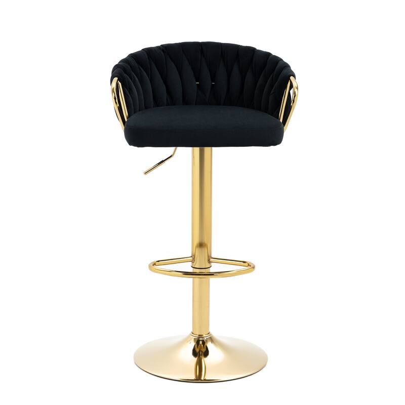 Set of 4 Adjustable Tufted Bar Stools with Backs