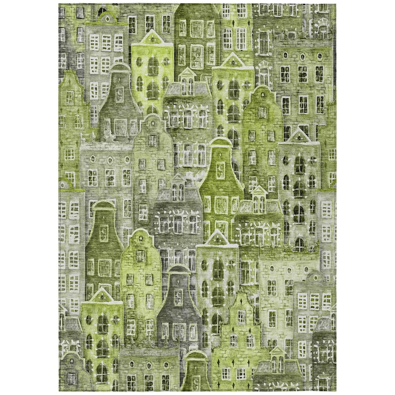 Machine Washable Indoor/ Outdoor Chantille Modern City Rug