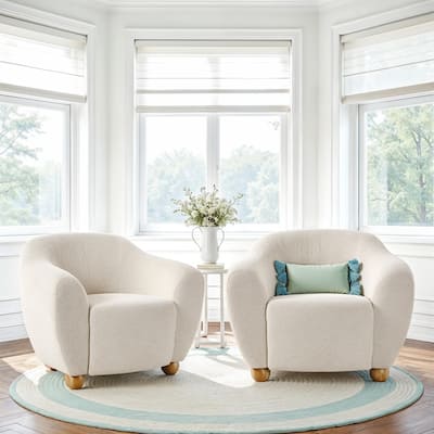 Walker Edison Contemporary Boucle Lounge Accent Chairs (Set of 2)
