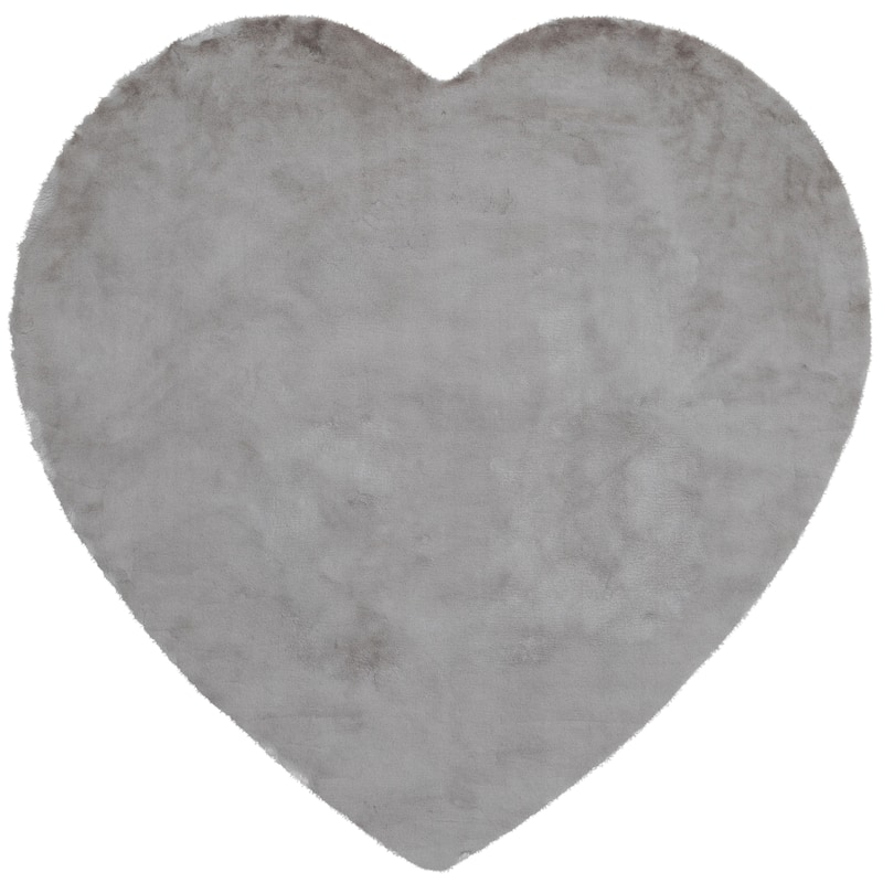 Well Woven Opal Crest Plush Glam Modern Area Rug - 31" Heart - Grey - Novelty