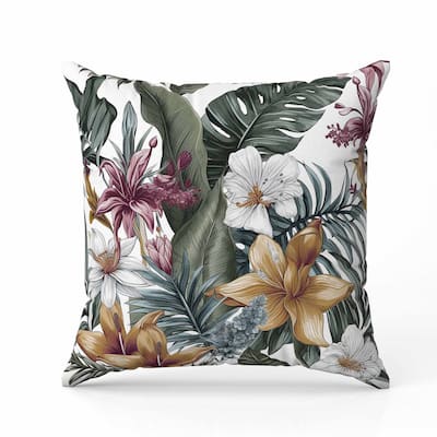 Rainforest Reverie Indoor/Outdoor Reversible Throw Pillow White and Multi