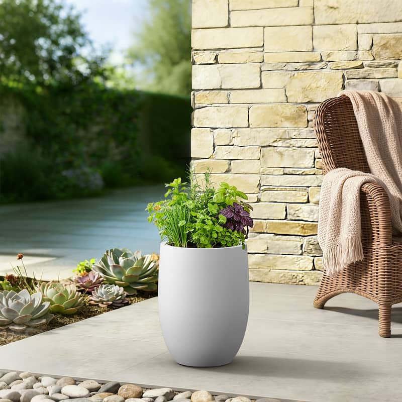 Concrete Tall Round Planter / Pot with Drainage Holes