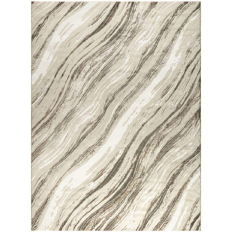 Power Loomed Abstract Modern Non Skid Stain Resistant Area Rug - 144' X '108' X '0.5