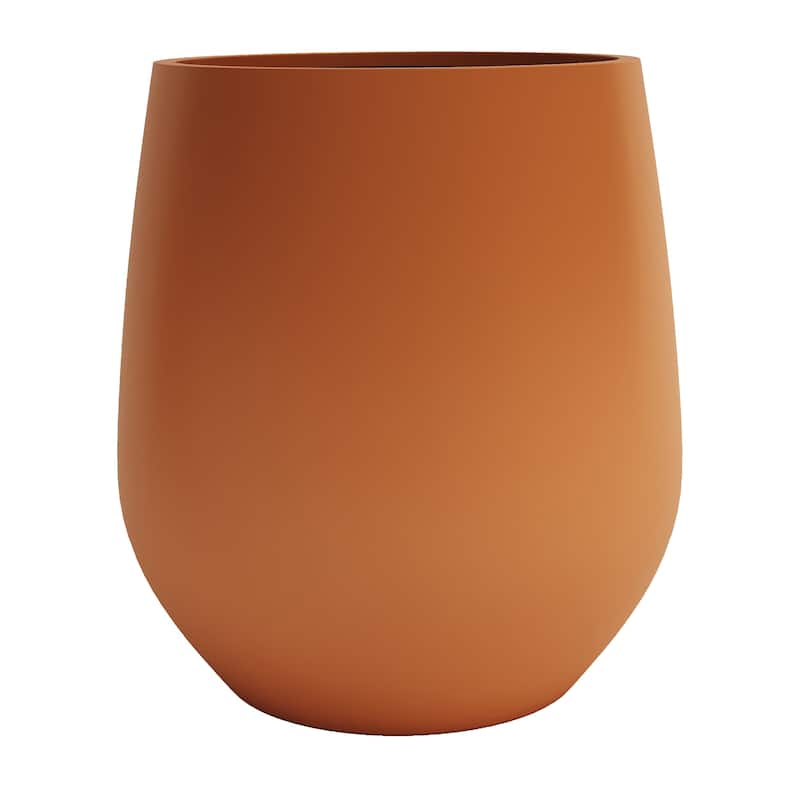 DTY Signature Mount Wilson 1-Piece Fiberstone Tapered Planter for Indoor/Outdoor, Black - Small - Terracotta