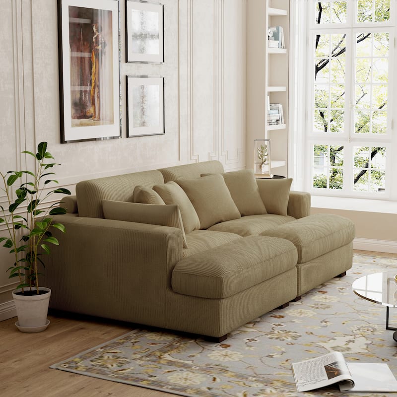 Modern Corduroy Modular Sectional Sofa Chaise Couch Bed