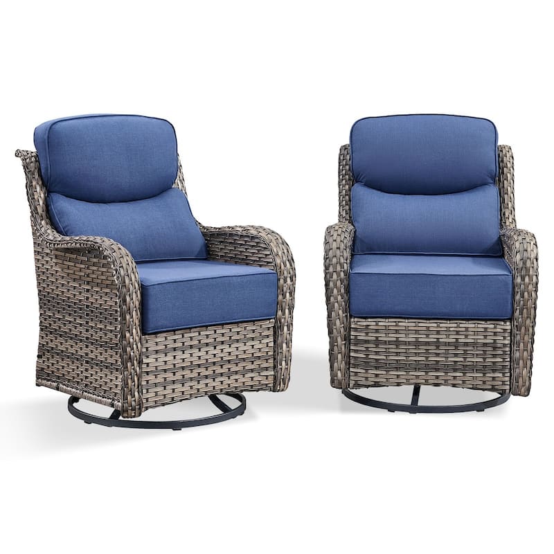 Arcadia 5-Piece Wicker Patio Swivel Glider Set with 6-Inch Thick Cushions