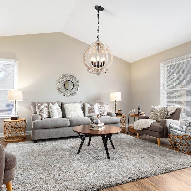 5-Light Candlestick Vintage Hanging Linear Chandelier Lighting for Kitchen Island