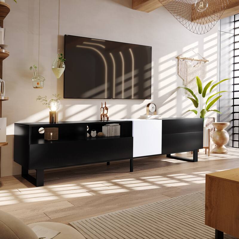 Chichoice Modern TV Stand for 80'' TVs with Double Storage Space, Media Console Table Entertainment Center for Living Rooms